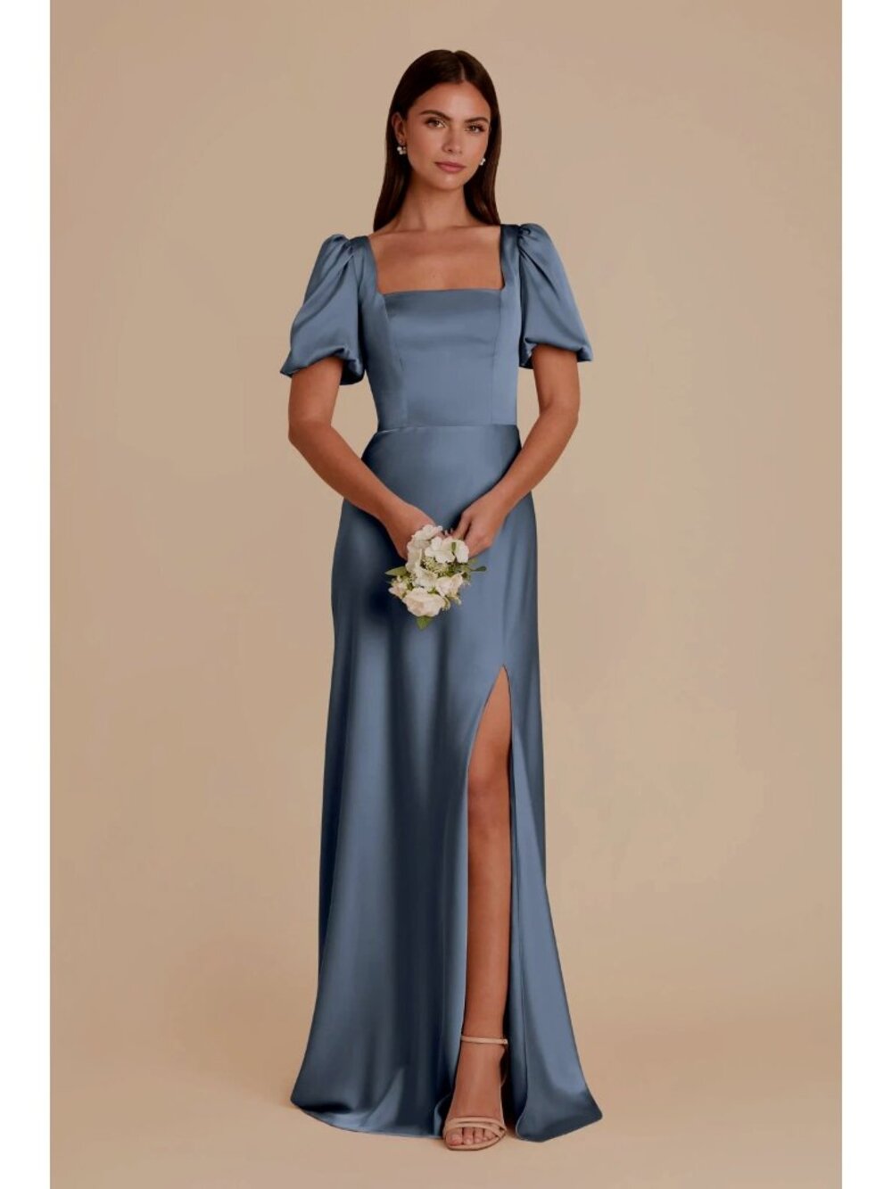 Birdy Grey Judy Dress Matte Satin BLUE Bridesmaid Formal Wedding size S